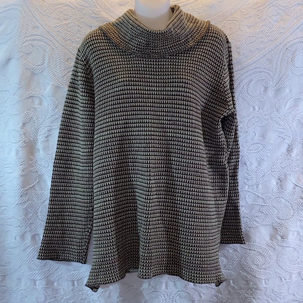 Eight Striped Cowl Neck Sweater 💯 % Cotton Knit Size XL